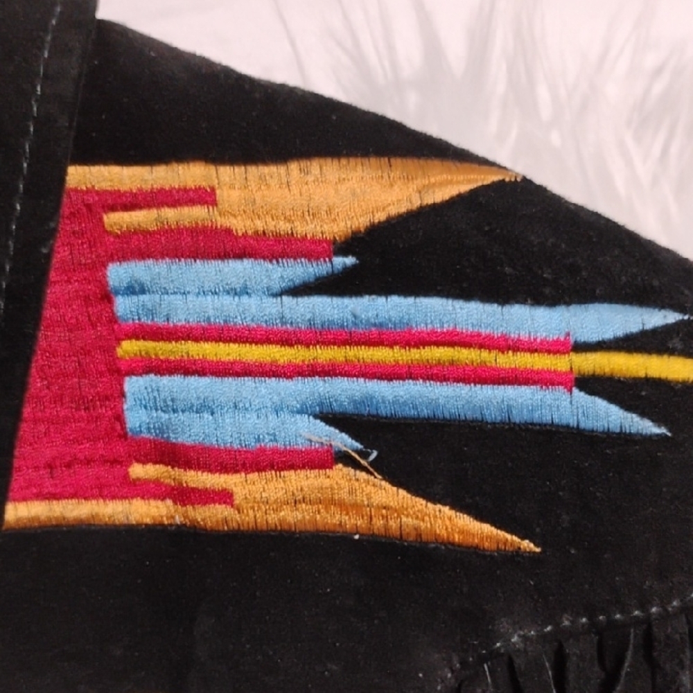 SALE! RARE! Erez Levy Embroidered Leather Vintage Jacket W Black Fringe (BX80) - Picture 13 of 13